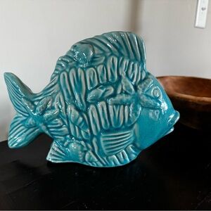 Turquoise Fish-Shaped Ceramic Decor